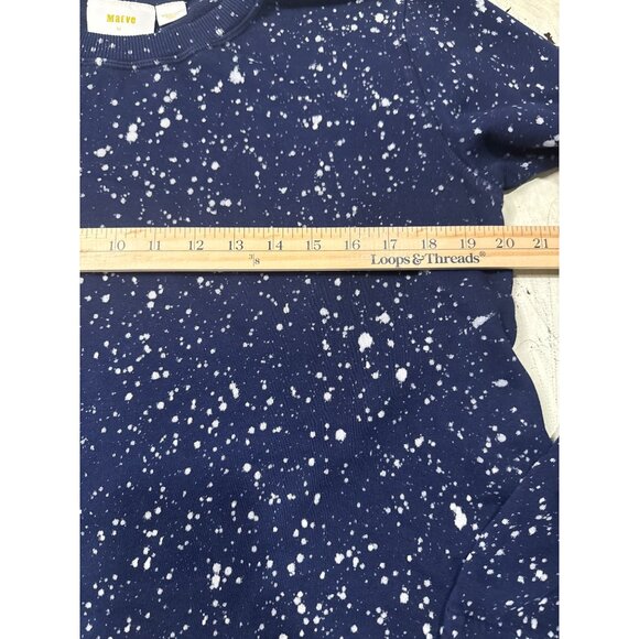 Maeve By Anthropologie Navy Splatter Print Long Sleeve Cotton Top M - Picture 4 of 7